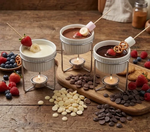 Zestaw Fondue mix z podgrzewaczem i owocami